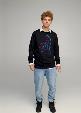 Чорний світшот чоловічий oversize /no flis/ YAPPI малюнок (251424290)