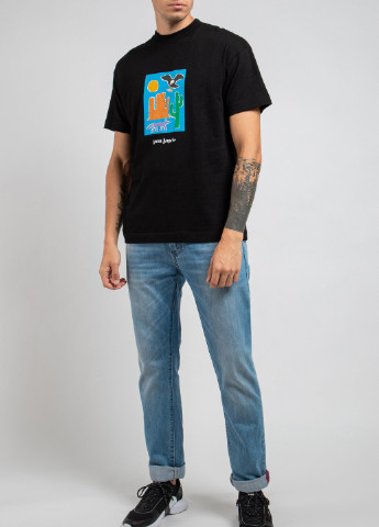 Черная черная футболка с принтом Palm Angels