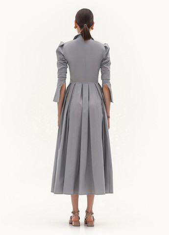 Серо-голубое кэжуал платье клеш BGL однотонное