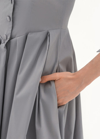 Серо-голубое кэжуал платье клеш BGL однотонное