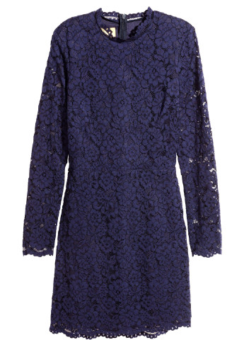 Темно-синее коктейльное платье а-силуэт H&M однотонное