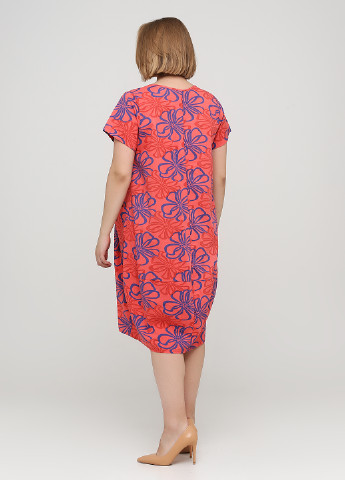 Коралловое кэжуал платье баллон L&N с цветочным принтом