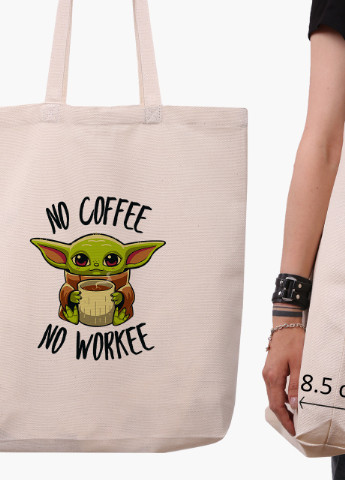 Еко сумка шоппер біла Бейбі Йода (Baby Yoda The Mandalorian) (9227-1987-WTD) Еко сумка шоппер біла 41*39*8 см MobiPrint (215943801)