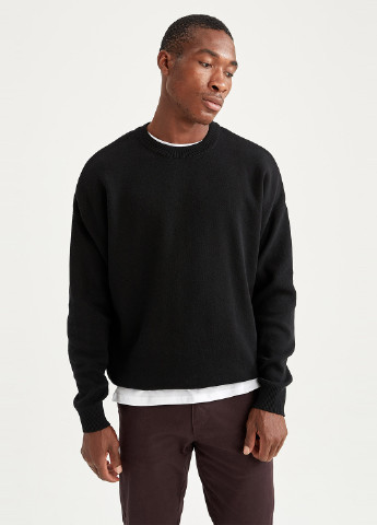 Чорний демісезонний пуловер джемпер DeFacto
