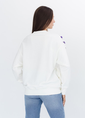 Білий світшот Nora Kvittin однотонний вишивка, аплікація (301079902)