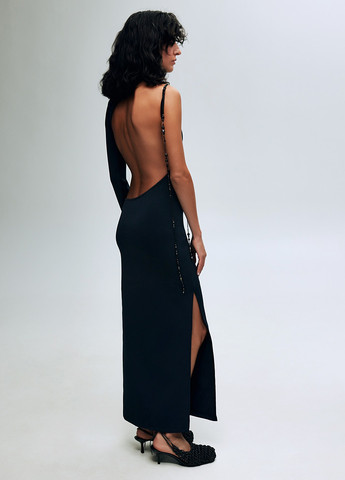 Чорна вечірня сукня з відкритою спиною, силуетна bobkova однотонна