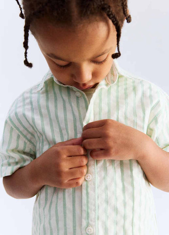 Молочная кэжуал рубашка в полоску H&M