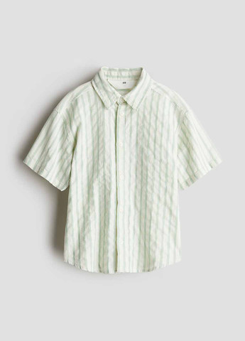 Молочная кэжуал рубашка в полоску H&M