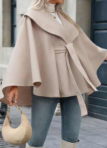 Кремове демісезонне Пальто кейп SHEIN