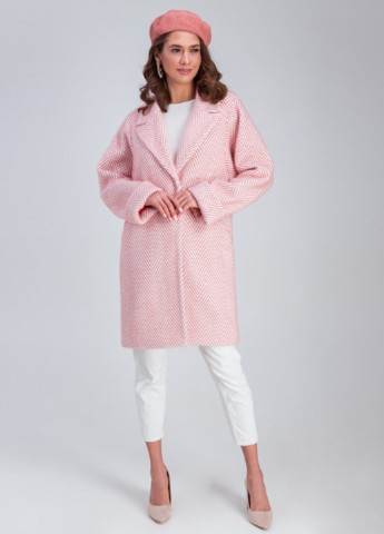 Светло-розовое демисезонное Пальто однобортное Шикарные меха