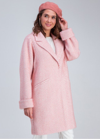 Світло-рожеве демісезонне Пальто однобортне Шикарные меха