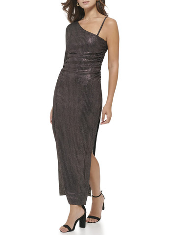 Черное вечернее платье на одно плечо Guess однотонное