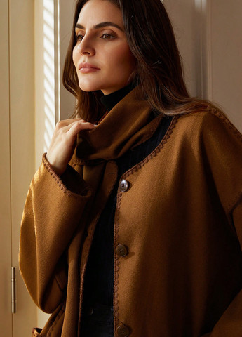 Коричневое демисезонное Пальто однобортное SHEIN