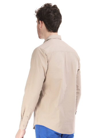 Бежевая кэжуал рубашка однотонная Яavin с длинным рукавом