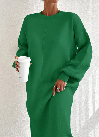 Зеленое кэжуал платье платье-свитер SHEIN однотонное