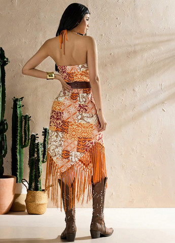 Комбінована кежуал сукня з відкритою спиною SHEIN з квітковим принтом