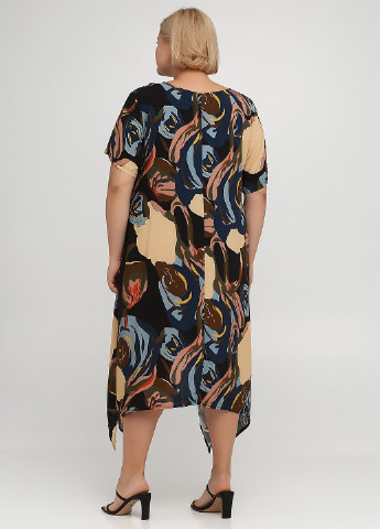 Комбинированное кэжуал платье 158С с абстрактным узором
