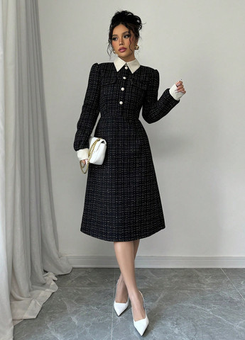 Чорна святковий, ділова сукня а-силует SHEIN в клітинку