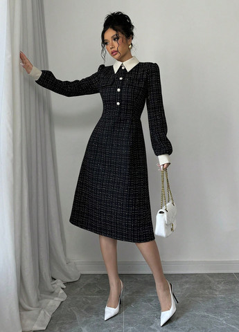 Чорна святковий, ділова сукня а-силует SHEIN в клітинку