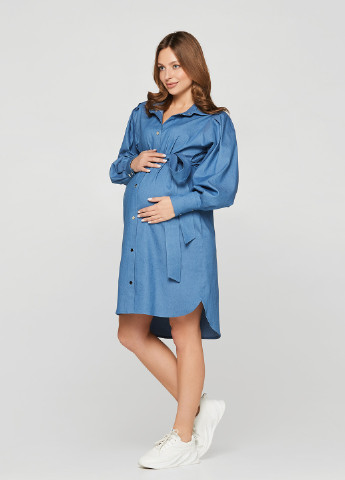 Светло-синее кэжуал джинсовое платье для беременных и кормящих Lullababe однотонное
