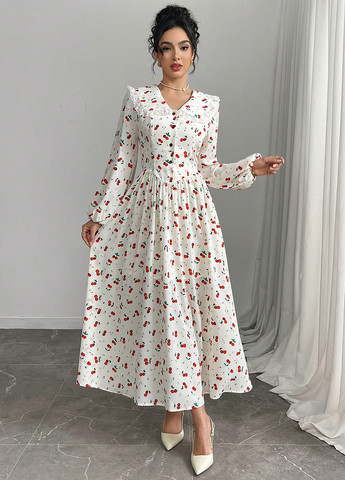 Молочна кежуал, святковий сукня кльош SHEIN з малюнком