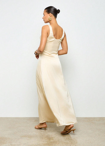 Кремовое кэжуал платье платье-майка SHEIN однотонное