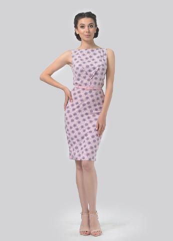 Лавандовое деловое платье футляр Lila Kass с цветочным принтом