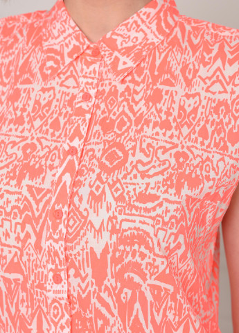 Оранжевая кэжуал рубашка с геометрическим узором Let's Shop