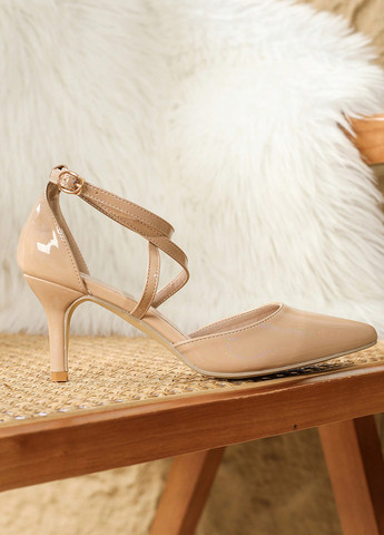 SHEIN Туфлі анкл страп кремовий з штучна шкіра, китай — демісезон (339053484)