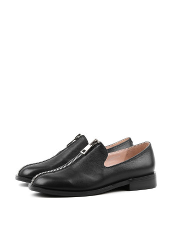 Черные женские кэжуал туфли на низком каблуке итальянские - фото