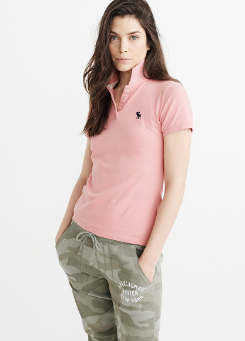 Светло-розовая женская футболка-поло Abercrombie & Fitch однотонная