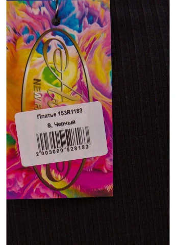 Черное праздничный платье в рубчик 153r1183 Ager с рисунком