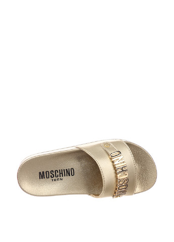 Золотые кэжуал шлепанцы Moschino с логотипом