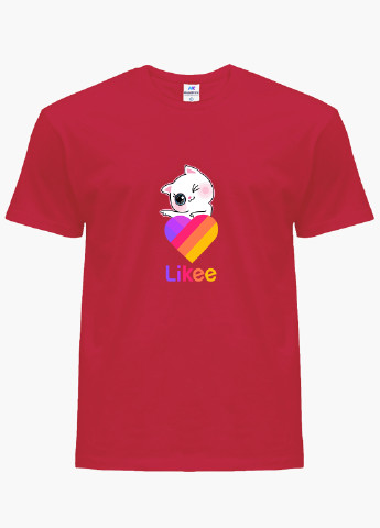 Красная демисезонная футболка детская лайки котик (likee cat)(9224-1595) MobiPrint