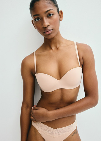 Кремовий балконет бюстгальтер H&M з кісточками поліамід