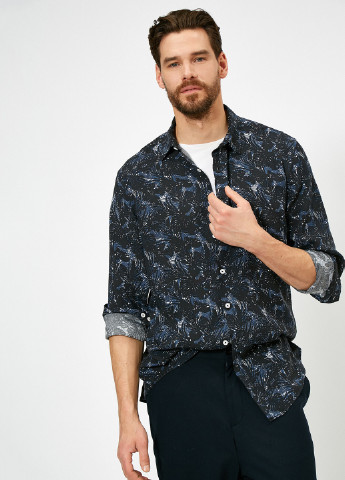Темно-синяя кэжуал рубашка с рисунком KOTON