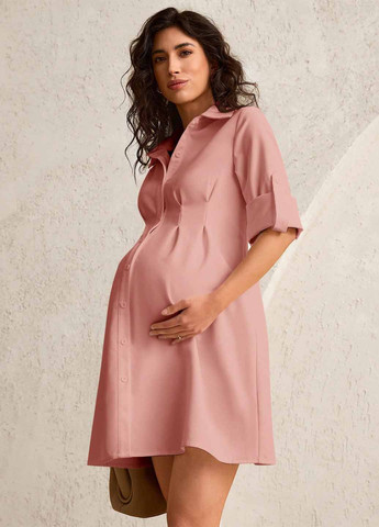 Розовое кэжуал платье рубашка SHEIN однотонное