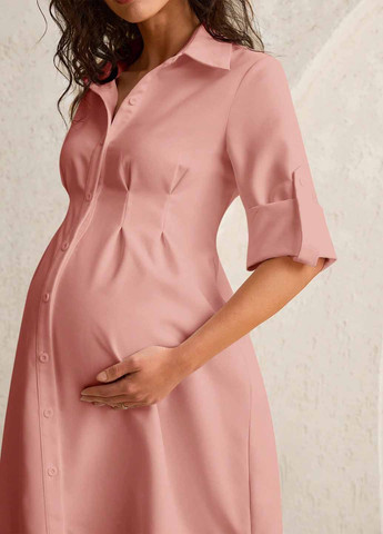 Розовое кэжуал платье рубашка SHEIN однотонное