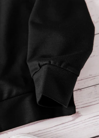 SHEIN світшот однотонний чорний спортивний, кежуал поліестер