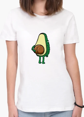 Футболка жіноча Авокадо (Avocado) Білий (8976-2032) XXL MobiPrint - (216299595)
