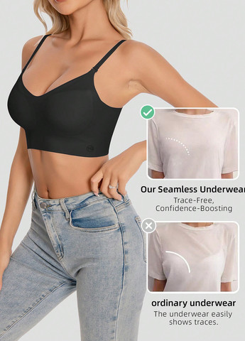 Комбинированный бесшовный бюстгальтер (2 шт.) SHEIN без косточек полиамид