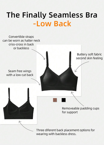 Комбинированный бесшовный бюстгальтер (2 шт.) SHEIN без косточек полиамид