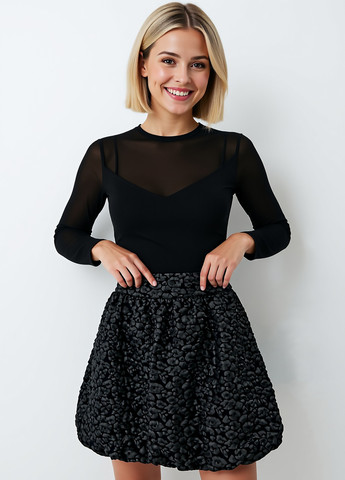 Черная кэжуал леопардовая юбка Mohito клешированная