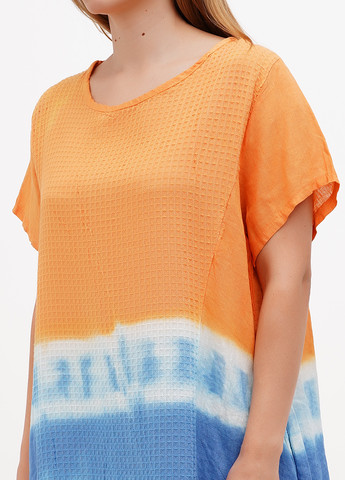 Сине-желтое кэжуал платье оверсайз F4 тай-дай