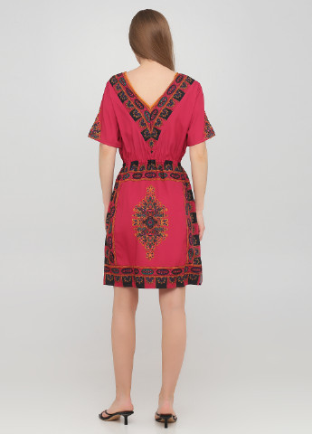 Малиновое кэжуал платье The J. Peterman Company с орнаментом