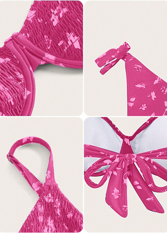 Розовый летний купальник (лиф, трусики) раздельный, бикини SHEIN