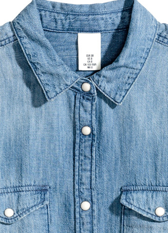 Сорочка H&M однотонна блакитна джинсова бавовна