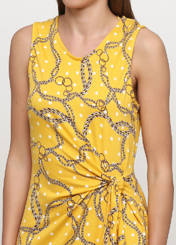 Желтое кэжуал платье BRANDTEX COPENHAGEN с абстрактным узором