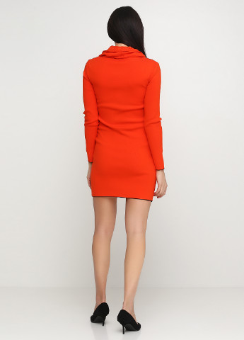 Оранжево-красное кэжуал платье платье-свитер Sassofono с рисунком