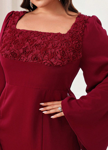 Бордова вечірня, святковий сукня годе SHEIN однотонна